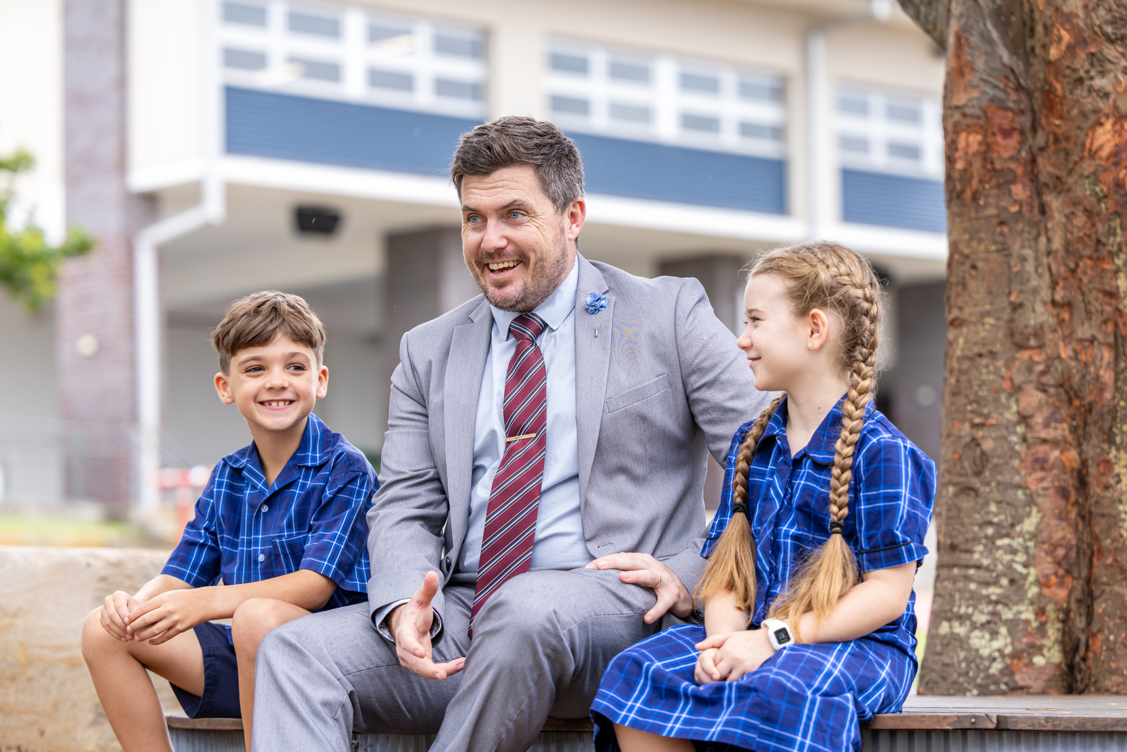 Principal with students