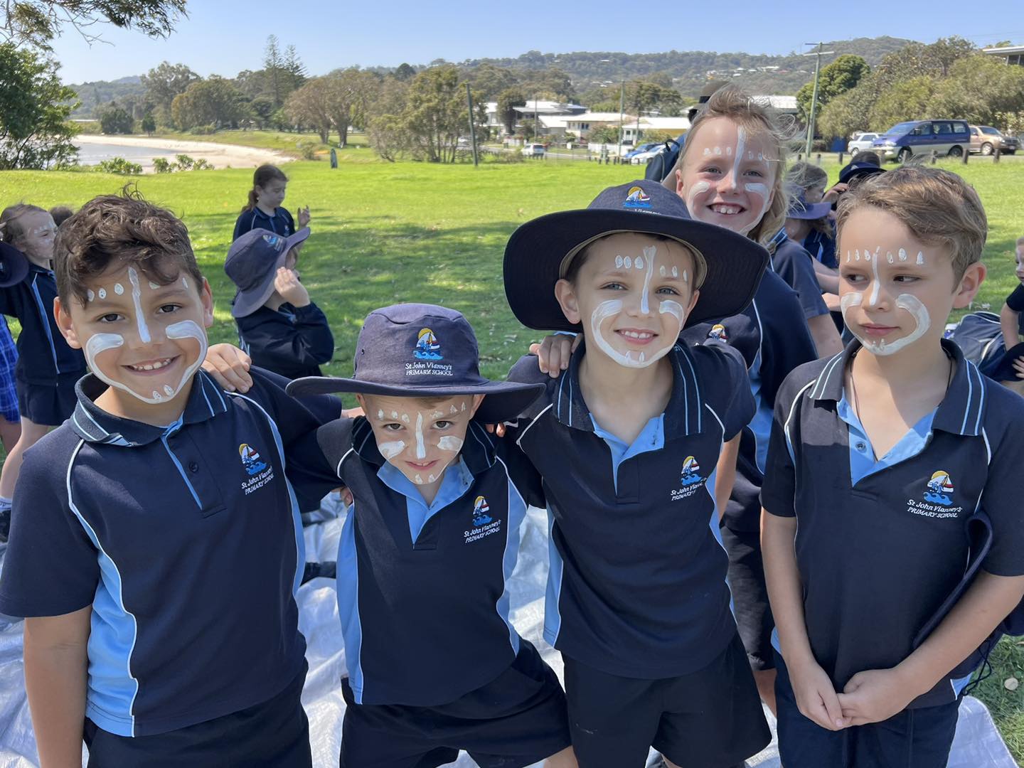 Students with ceremonial facepaint